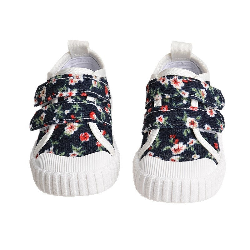 Deti tenisky z plátna s kvetinovým vzorom, na zips, nízky strih, EVA vložka, TPR podrážka