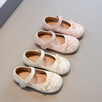 Lány Hanfu etnikus lapos cipő Velcro-zárással – PU felső rész, PU belső, etnikus stílus