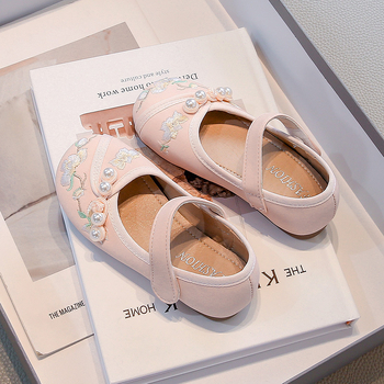 Lány Hanfu etnikus lapos cipő Velcro-zárással – PU felső rész, PU belső, etnikus stílus