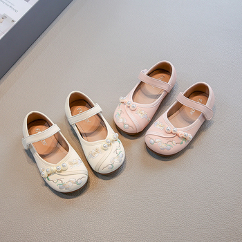 Lány Hanfu etnikus lapos cipő Velcro-zárással – PU felső rész, PU belső, etnikus stílus