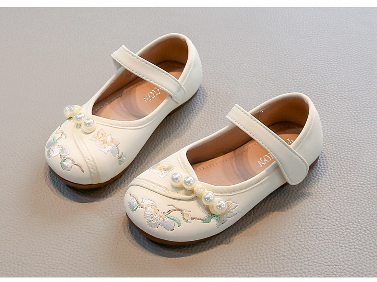 Lány Hanfu etnikus lapos cipő Velcro-zárással – PU felső rész, PU belső, etnikus stílus