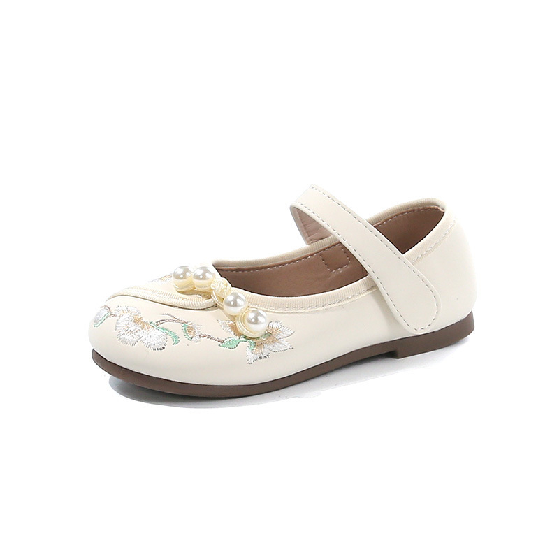 Lány Hanfu etnikus lapos cipő Velcro-zárással – PU felső rész, PU belső, etnikus stílus