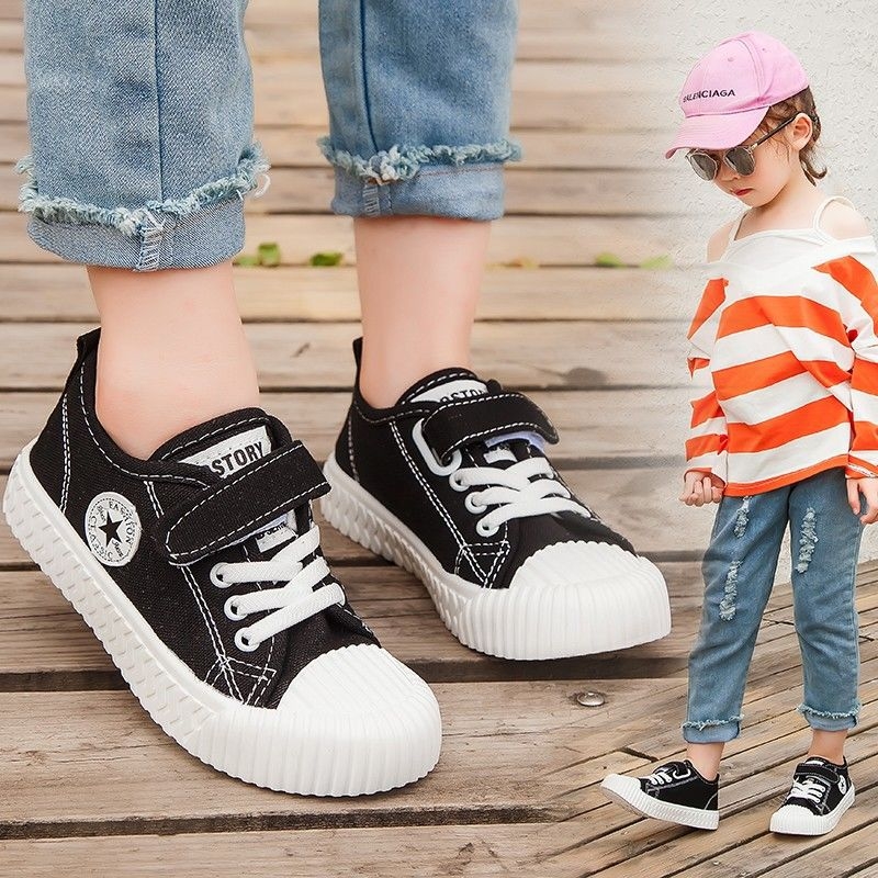 Dječje platnene tenisice za proljeće i sve sezone, s mekanom potplatom, casual tenisice s Velcro u korejskom stilu za dječake i djevojčice