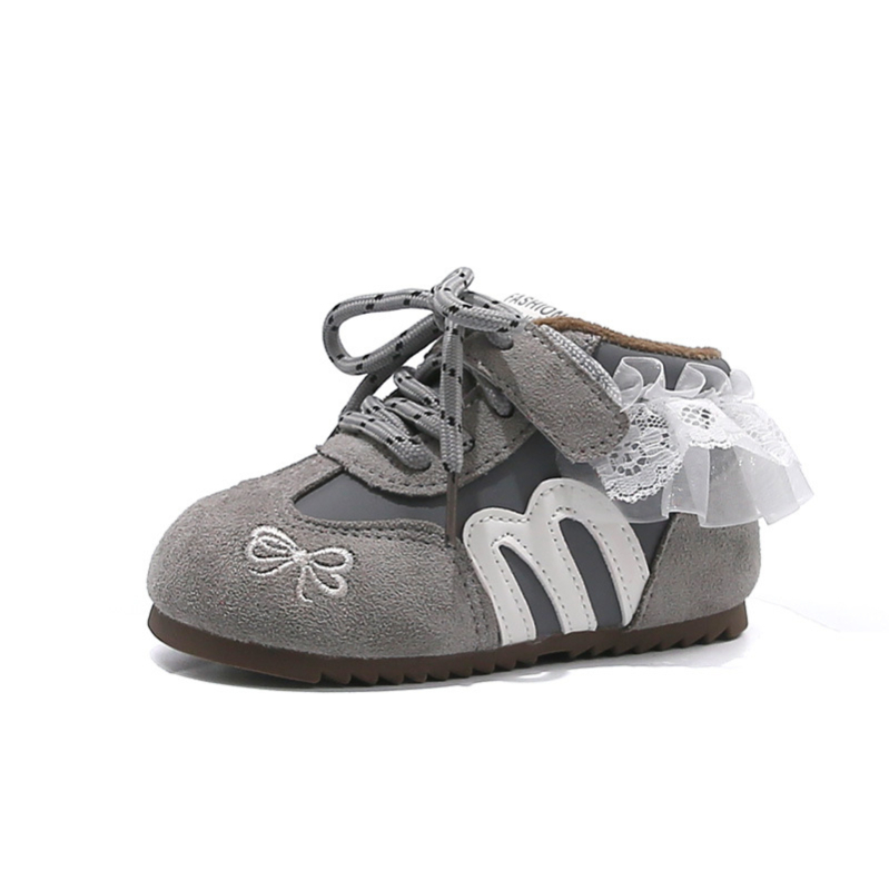 Adidași pentru fete cu broderie de flori, închidere cu Velcro, partea superioară din piele sintetică, talpă din cauciuc, respiranți, ușori, toamnă 2025