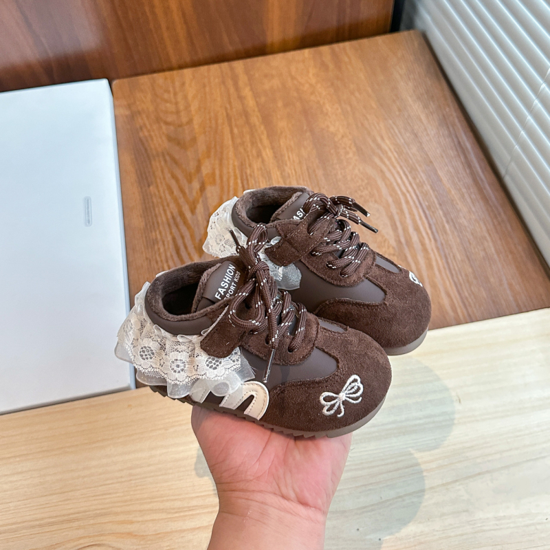 Adidași pentru fete cu broderie de flori, închidere cu Velcro, partea superioară din piele sintetică, talpă din cauciuc, respiranți, ușori, toamnă 2025