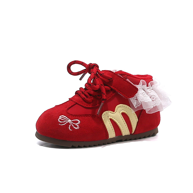 Adidași pentru fete cu broderie de flori, închidere cu Velcro, partea superioară din piele sintetică, talpă din cauciuc, respiranți, ușori, toamnă 2025