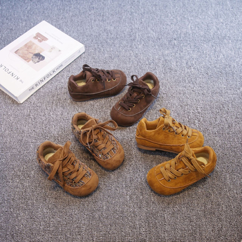 Pantofi pentru copii din material textil, închidere Velcro, partea superioară din piele întoarsă, talpă moale PU, vârf rotund (respirabili; ușori; talpă PU; unisex; Toamnă/Iarnă 2025)