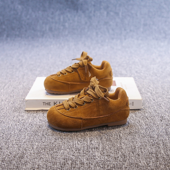 Pantofi pentru copii din material textil, închidere Velcro, partea superioară din piele întoarsă, talpă moale PU, vârf rotund (respirabili; ușori; talpă PU; unisex; Toamnă/Iarnă 2025)