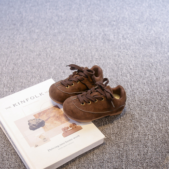 Pantofi pentru copii din material textil, închidere Velcro, partea superioară din piele întoarsă, talpă moale PU, vârf rotund (respirabili; ușori; talpă PU; unisex; Toamnă/Iarnă 2025)