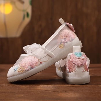 Etno stílusú Hanfu gyerekcipők hímzett díszítéssel, pamut felső rész és textil bélés