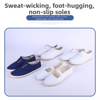 Tai Chi kanvasiniai vidaus fitneso bateliai, kvėpuojantys, su elastine užsegimo juosta, vidutinio aukščio viršus, kulno aukštis 3-5 cm