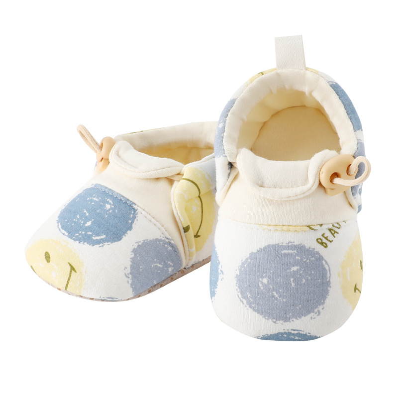 Pantofi bebeluși pentru mers, unisex, partea superioară din bumbac, talpă PVC, respirabili, închidere cu bandă elastică