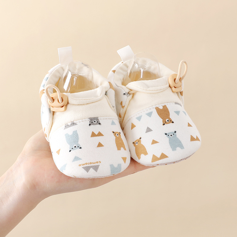 Pantofi bebeluși pentru mers, unisex, partea superioară din bumbac, talpă PVC, respirabili, închidere cu bandă elastică