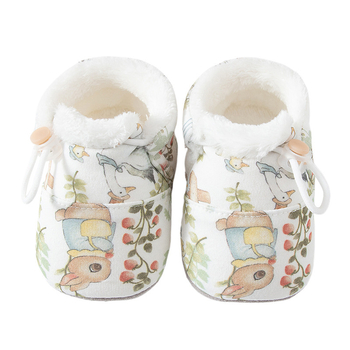 Pantofi bebeluși cu talpă moale, partea superioară din bumbac, interior poliester, croială îngroșată, închidere cu cataramă (Superioară: bumbac; Interior: poliester; Grosime: îngroșată; Închidere: cataramă; Vârstă: 6–12 luni)