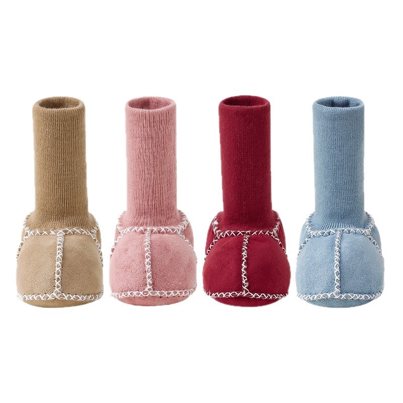 Pantofi pentru copii mici – partea superioară din suede, căptușeală groasă, talpă anti-derapantă, guler înalt, potriviți pentru toamnă și iarnă (12–48 luni).
