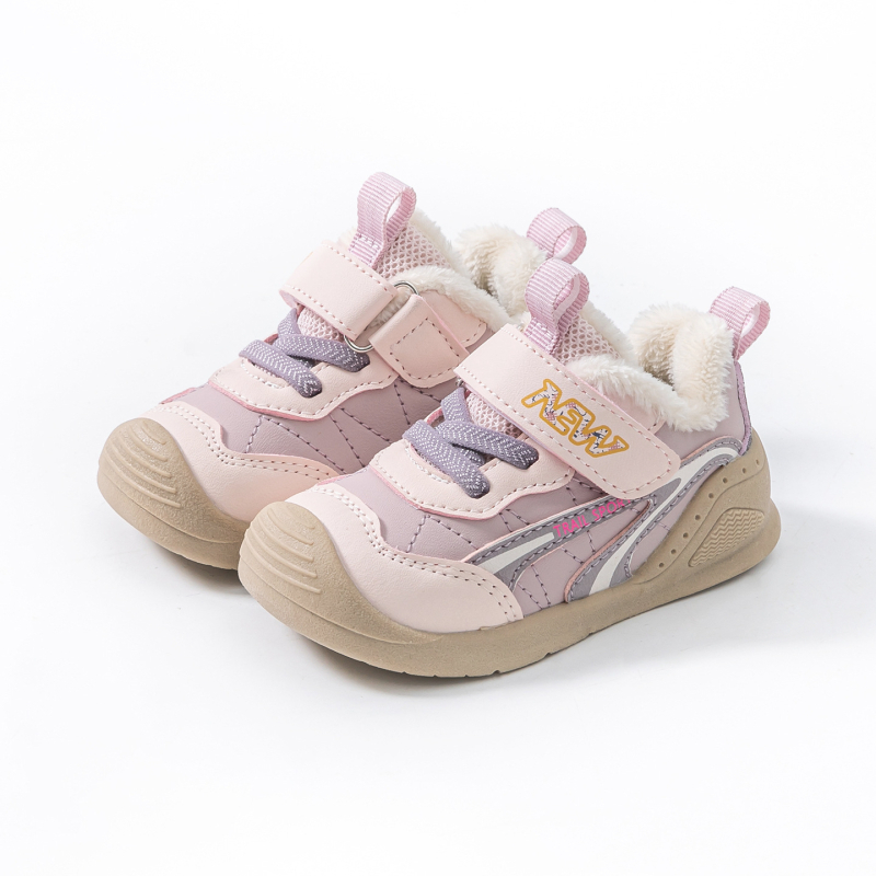 Pantofi bebeluși unisex, iarnă, cu căptușeală Velour, partea superioară din piele sintetică, închidere Velcro, talpă din cauciuc, Anti-Kick