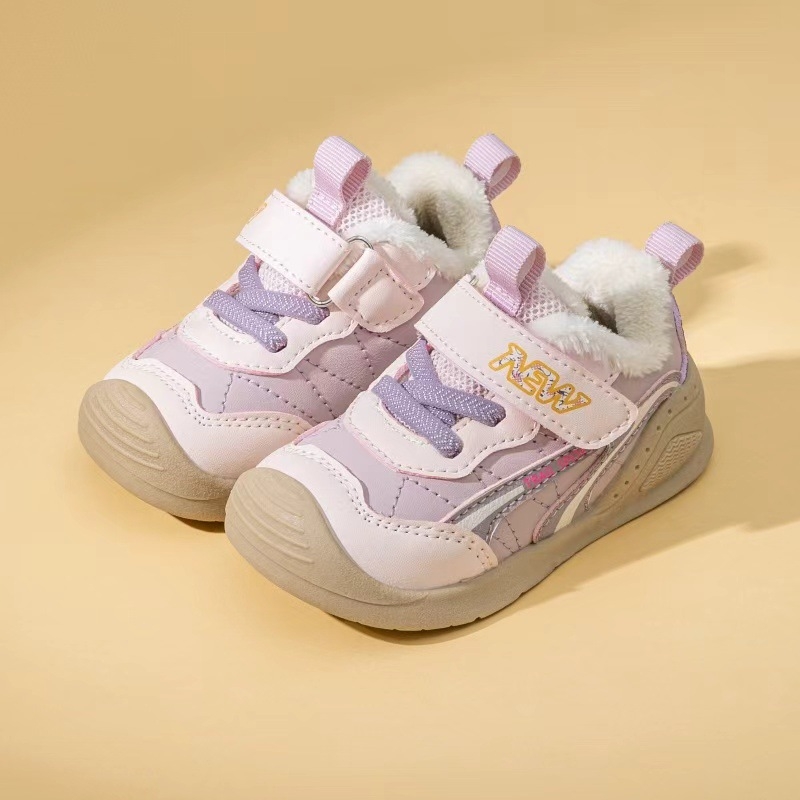 Pantofi bebeluși unisex, iarnă, cu căptușeală Velour, partea superioară din piele sintetică, închidere Velcro, talpă din cauciuc, Anti-Kick