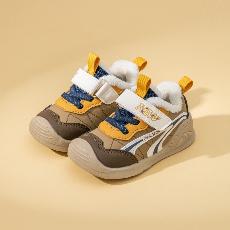 Pantofi bebeluși unisex, iarnă, cu căptușeală Velour, partea superioară din piele sintetică, închidere Velcro, talpă din cauciuc, Anti-Kick