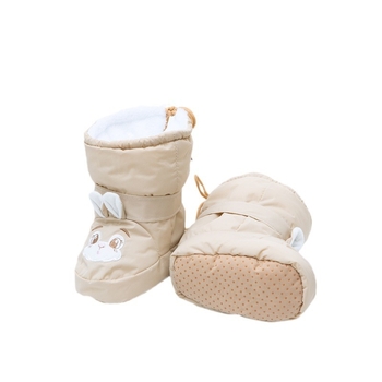 Pantofi pentru bebeluți cu talpă moale din bumbac, partea superioară din bumbac, căptușeală pufoasă, călduroși, impermeabili și anti-derapare, închidere cu Velcro, model cu desene animate, pentru interior, 0–15 luni