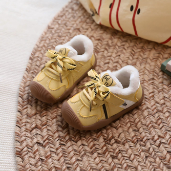 Pantofi de iarnă pentru copii – unisex, partea superioară din piele microfibră, căptuțiți cu fleece, închidere Velcro