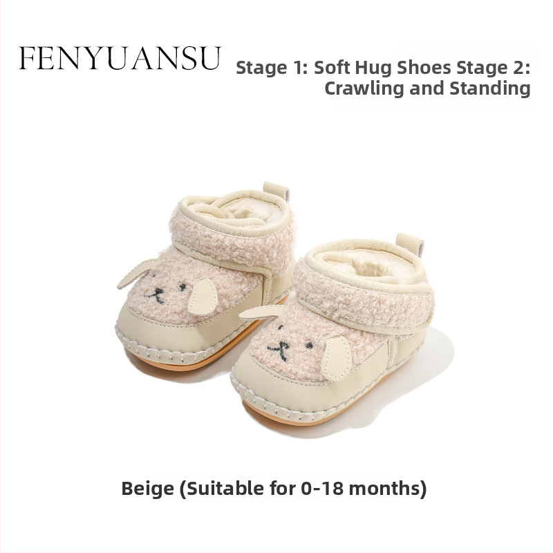 Pantofi de iarnă pentru copii mici, partea superioară din piele Ultrafilm, căptușeală fleece pentru căldură, izolație groasă, talpă antiderapantă, închidere cu Velcro, model Cartoon, pentru 12-36 luni