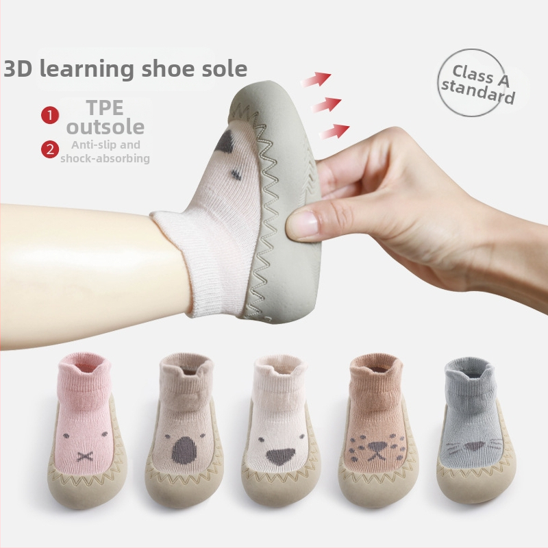 NEMOBABY Lapse põranda jalanõud libisemisvastase kummist tallaga, hingavad combed puuvillast sokid, cartoon jacquard muster, kevad-sügis