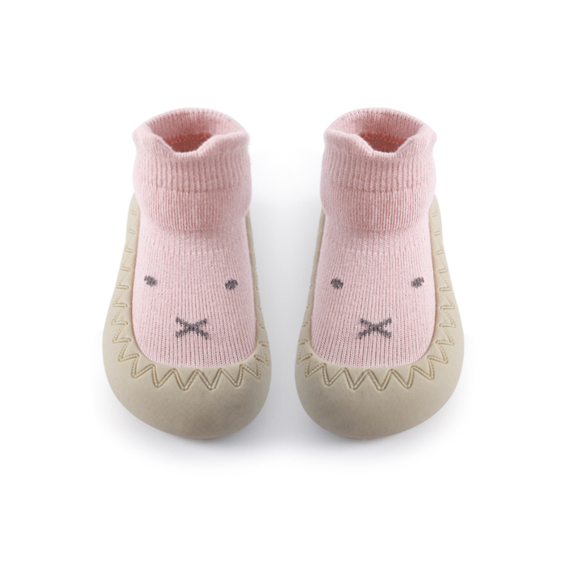 NEMOBABY Pantofi pentru podea pentru bebeluși, talpă din cauciuc antiderapant, șosete din bumbac respirant, model jacquard cartoon, primăvară-toamnă