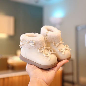 Botosei pentru bebeluți fete din piele de microfibră – stil prințesă, căptușeală de catifea pentru căldură, fermoar lateral, talpă din cauciuc antiderapant, pentru vârsta 6–36 luni