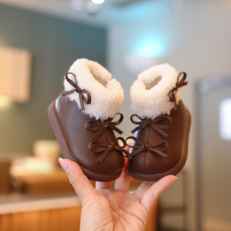 Botosei pentru bebeluți fete din piele de microfibră – stil prințesă, căptușeală de catifea pentru căldură, fermoar lateral, talpă din cauciuc antiderapant, pentru vârsta 6–36 luni