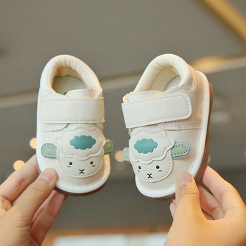 Pantofi de mers pentru sugari unisex, închidere Velcro, piele sintetică, model cartoon, pentru 6–36 de luni