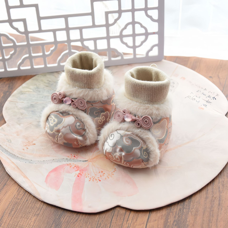 Pantofi bebe tip șosete, din pânză, închidere cu bandă elastică, înălțime medie a gleznei, talpă antiderapantă