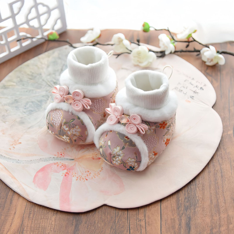 Pantofi bebe tip șosete, din pânză, închidere cu bandă elastică, înălțime medie a gleznei, talpă antiderapantă