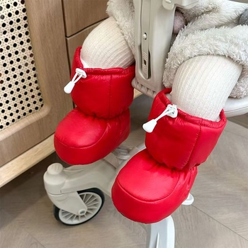 Pantofi de iarnă din bumbac pentru bebeluși, căptuți cu fleece, închidere Velcro, înălțime peste gleznă, talpă din plastic