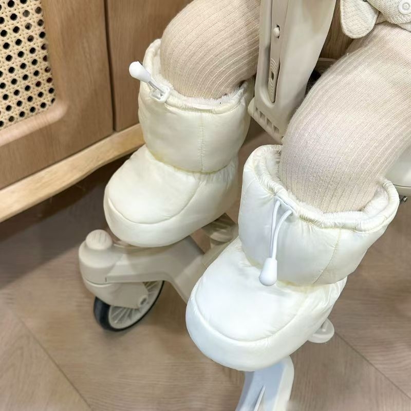 Pantofi de iarnă din bumbac pentru bebeluși, căptuți cu fleece, închidere Velcro, înălțime peste gleznă, talpă din plastic