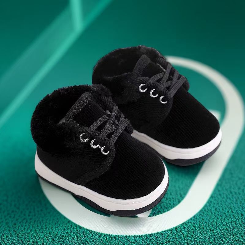 Adidași pentru copii 12-36 luni, unisex, talpă moale, partea superioară din bumbac, căptuțiți cu fleece, iarnă