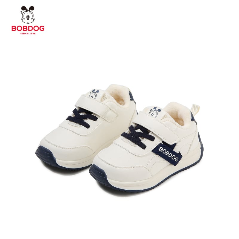 Pantofi unisex pentru bebeluși iarnă cu partea superioară PU, căptușeală din lână de oaie, închidere Velcro, glezna joasă, talpă moale antiaderentă