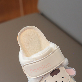 Pantofi bebeluși cu căptușeală de fleece, PU parte superioară, închidere Velcro, pentru iarnă, 12–36 luni, impermeabili