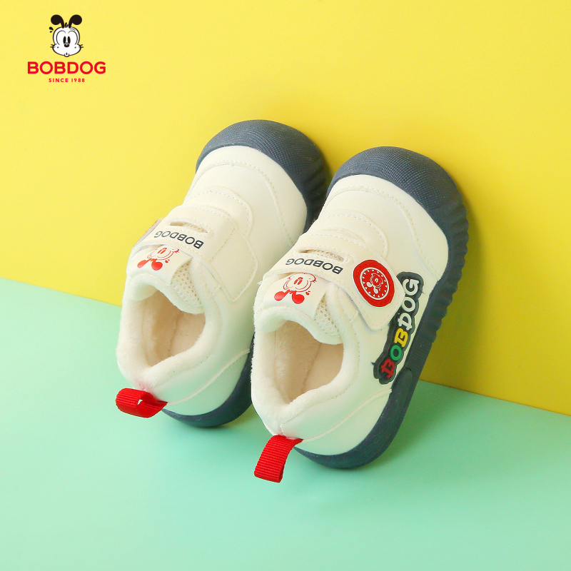 Adidași pentru copii cu căptușeală fleece, talpă anti-derapare, închidere Velcro, model cu dungi, talpă joasă