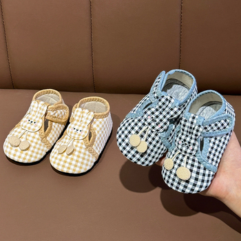 Șosete-pantofi pentru bebeluși, interior - anti-derapaj, închidere Velcro, partea superioară din bumbac, tub scurt, 12–36 luni