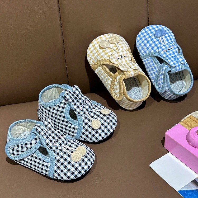 Șosete-pantofi pentru bebeluși, interior - anti-derapaj, închidere Velcro, partea superioară din bumbac, tub scurt, 12–36 luni