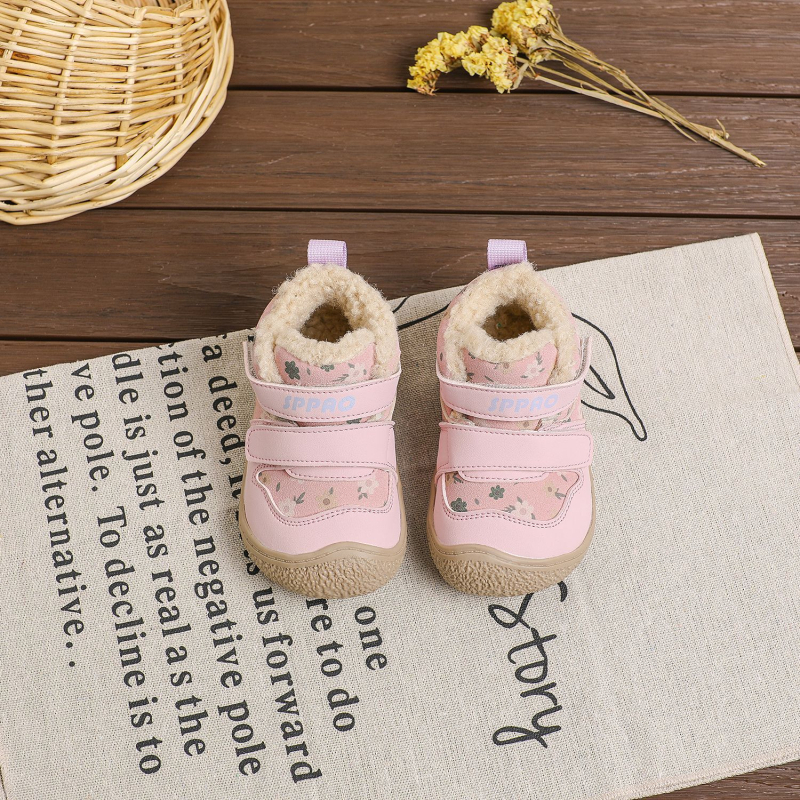 Zimske visoke cipele za hodanje za bebe s fleeceom, tople pamukove cipele za djecu 12–36 mjeseci, unisex, bočni zatvarač