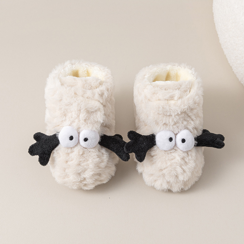 Pantofi de iarnă pentru bebeluși, cu căptușeală caldă, talpă moale, antiderapant, partea superioară din velur coral.