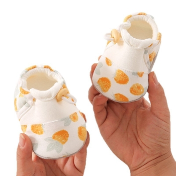 Încălțăminte bebeluși unisex cu talpă moale, imprimeu cu desene animate, partea superioară din bumbac, talpă din material textil, pentru 6-12 luni