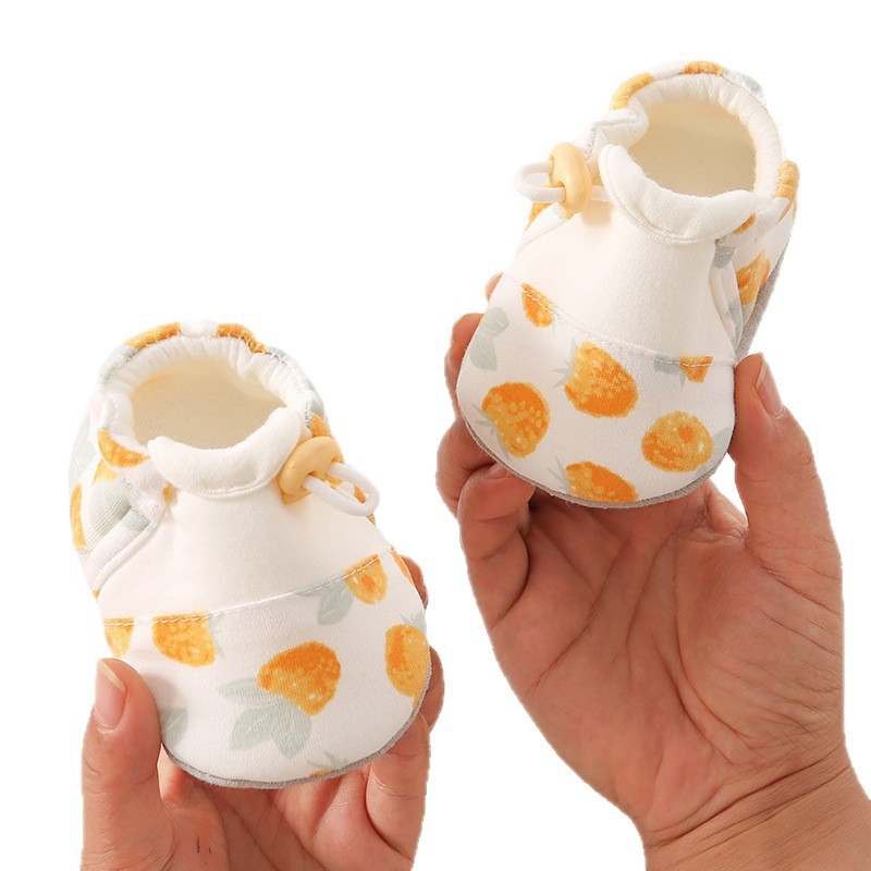 Încălțăminte bebeluși unisex cu talpă moale, imprimeu cu desene animate, partea superioară din bumbac, talpă din material textil, pentru 6-12 luni