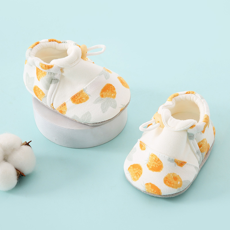 Încălțăminte bebeluși unisex cu talpă moale, imprimeu cu desene animate, partea superioară din bumbac, talpă din material textil, pentru 6-12 luni
