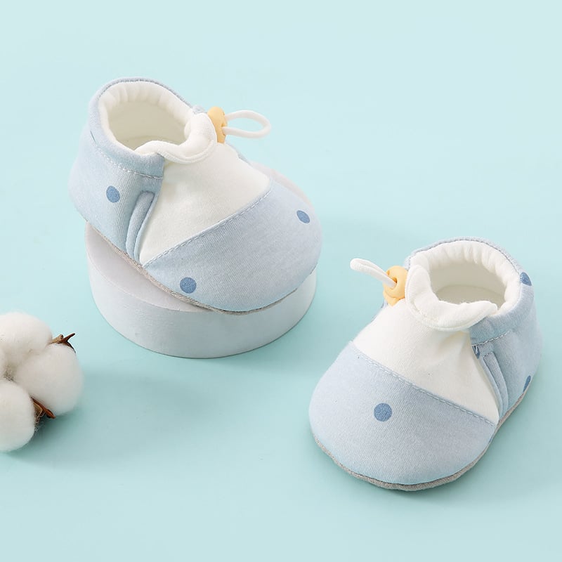 Încălțăminte bebeluși unisex cu talpă moale, imprimeu cu desene animate, partea superioară din bumbac, talpă din material textil, pentru 6-12 luni