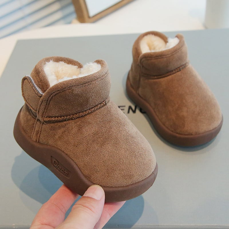 Ghete de iarnă pentru copii - talpă antiderapantă, căptușeală din fleece, partea superioară din velur, gleznă joasă, construcție groasă, vârste 12–36 luni și 24–48 luni