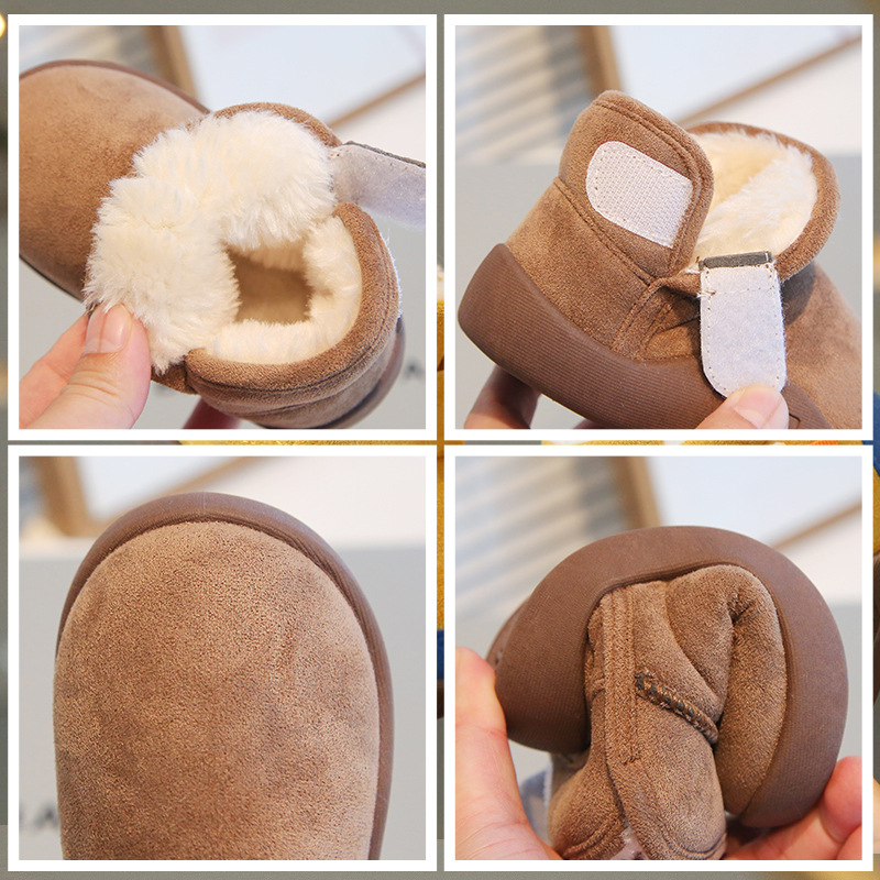 Ghete de iarnă pentru copii - talpă antiderapantă, căptușeală din fleece, partea superioară din velur, gleznă joasă, construcție groasă, vârste 12–36 luni și 24–48 luni