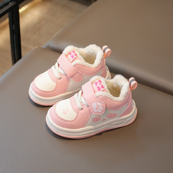 Pantofi de iarnă pentru bebeluși - partea superioară PU piele, talpă cauciuc, impermeabili, căptușiți cu fleece, închidere Velcro