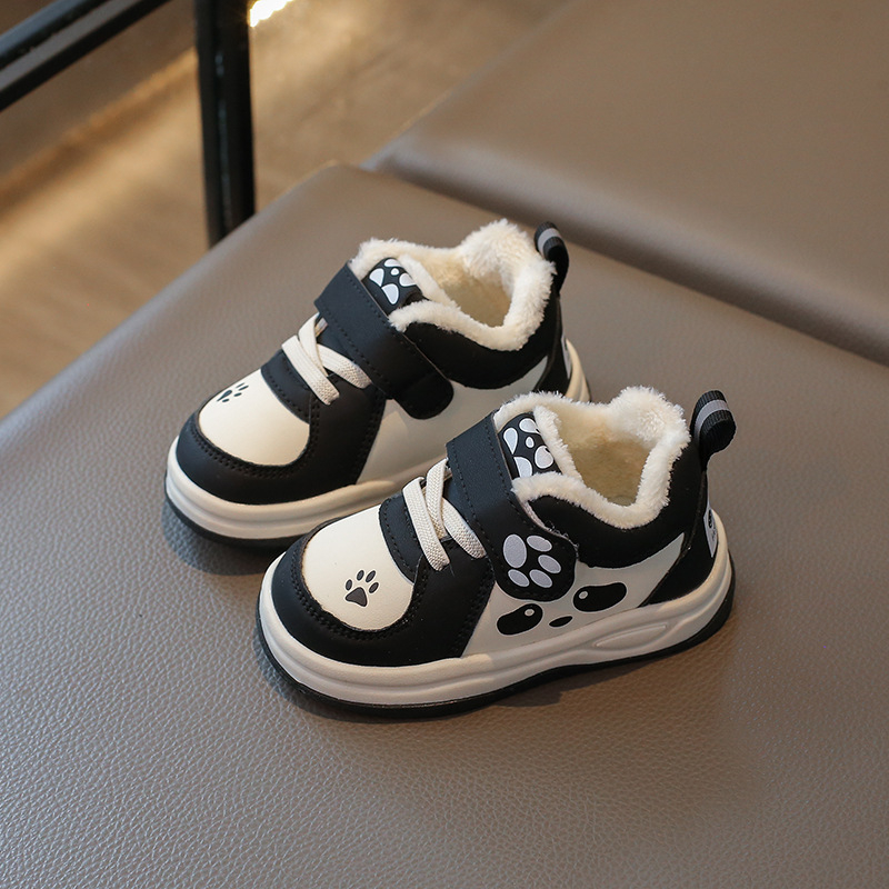 Pantofi de iarnă pentru bebeluși - partea superioară PU piele, talpă cauciuc, impermeabili, căptușiți cu fleece, închidere Velcro